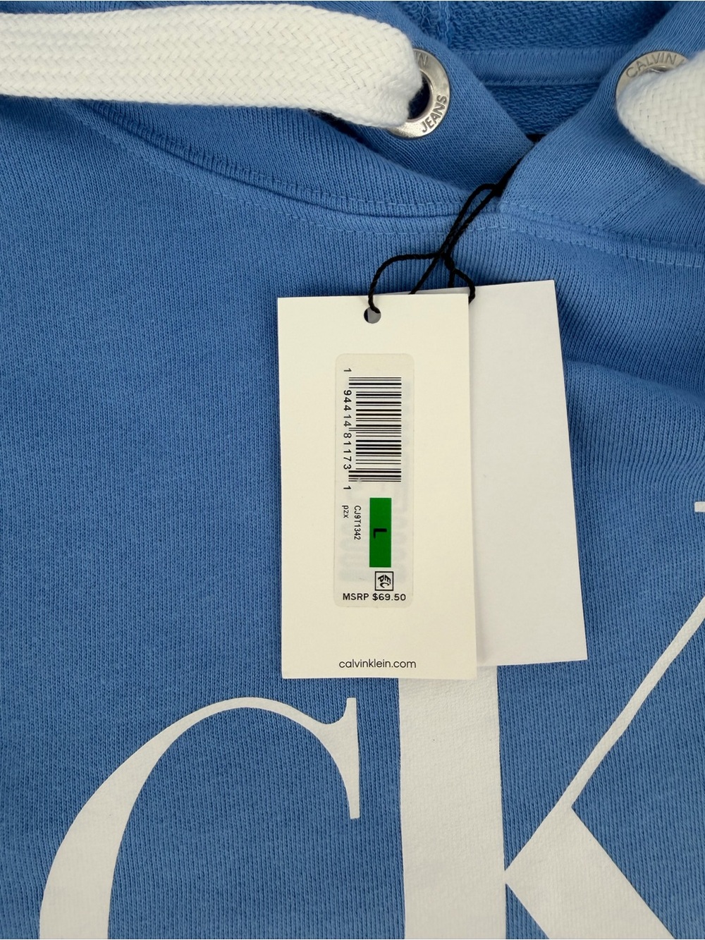 Calvin Klein Jeans Blue Ombre Cropped Pullover Hoodie - Picture 9 of 11